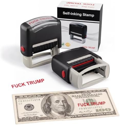 Fuck Trump self-inking stamp with red stamped impression